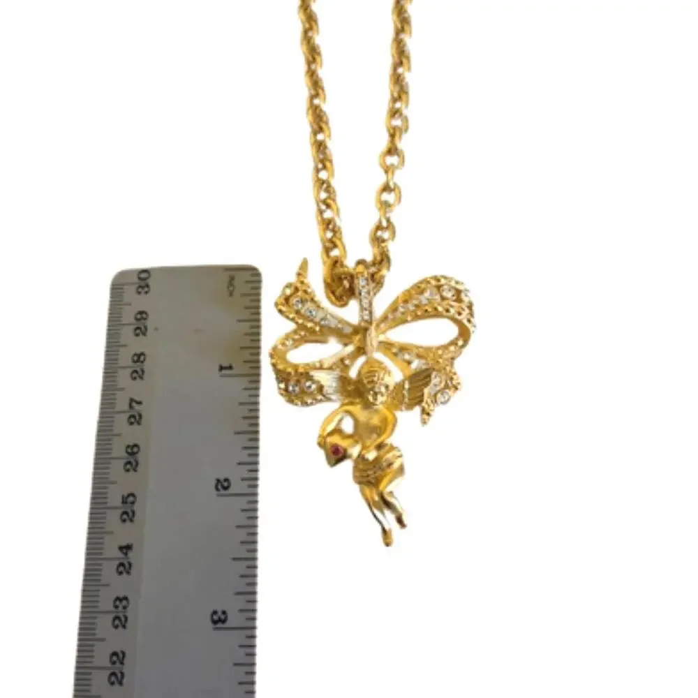 Vintage JBK Camrose & Kross Cherub Brooch Pendant Necklace